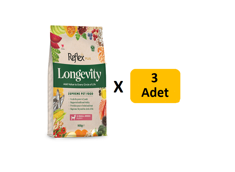 Reflex Plus Longevity Ekstra Küçük Irk Yavru Köpek Maması 900 g x 3 Adet